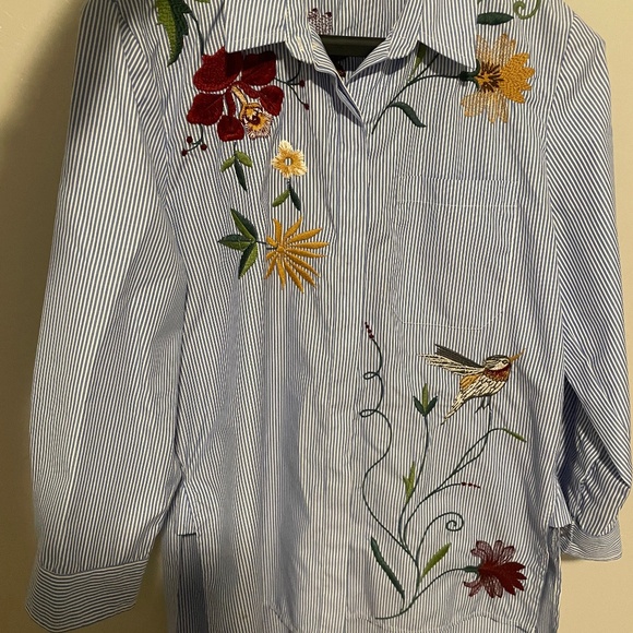Zara Striped Embroidered Shirt - Picture 1 of 6